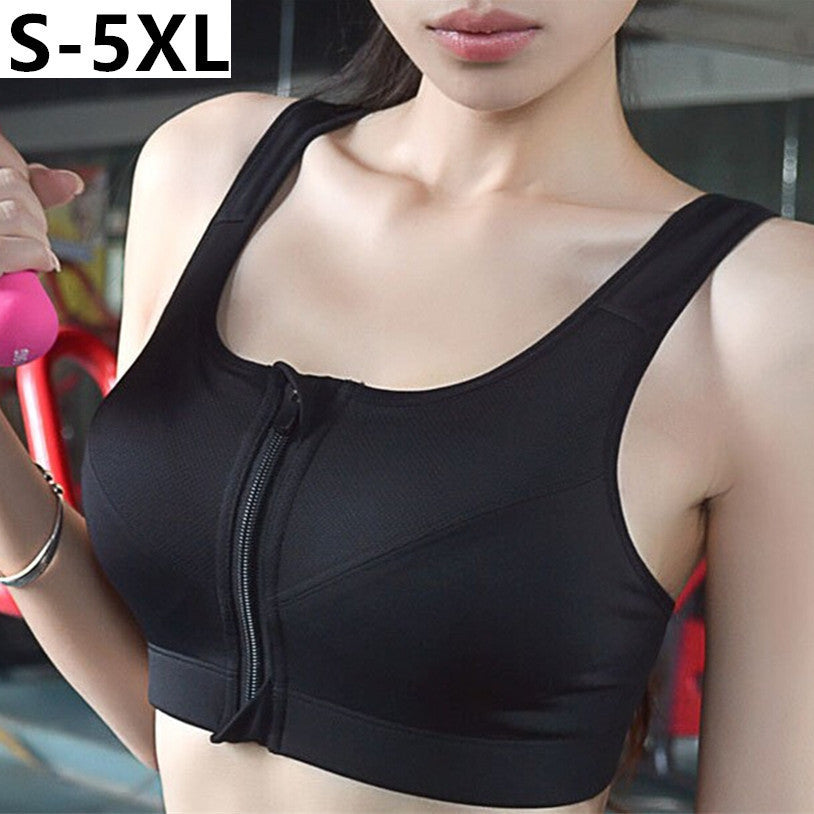 Wireless professional high-strength level-4 shockproof sports bra front  zipper sports underwear