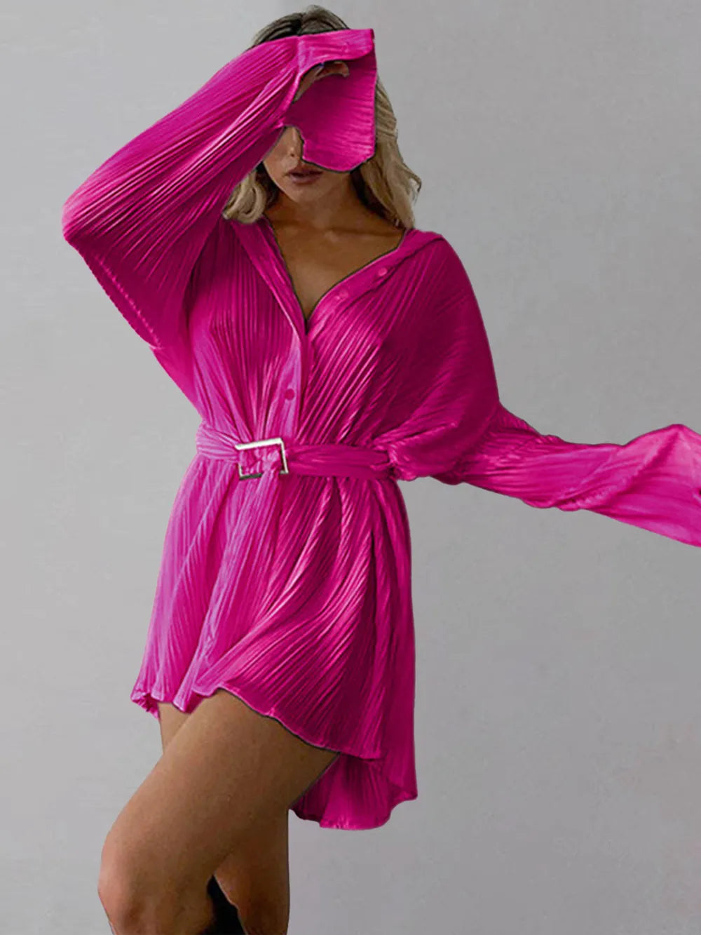 Button Up Dropped Shoulder Shirt Dress