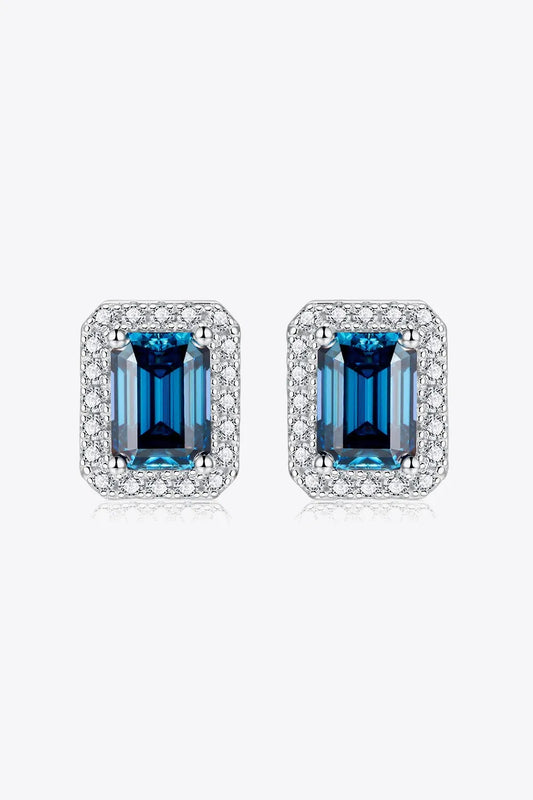 2 Carat Moissanite Stud Earrings in Indigo