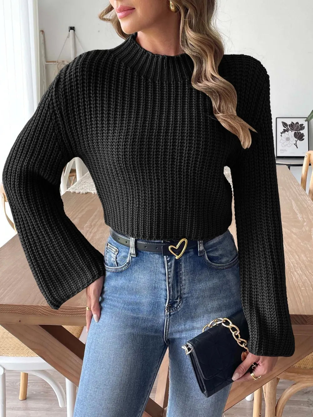 Mock Neck Long Sleeve Sweater