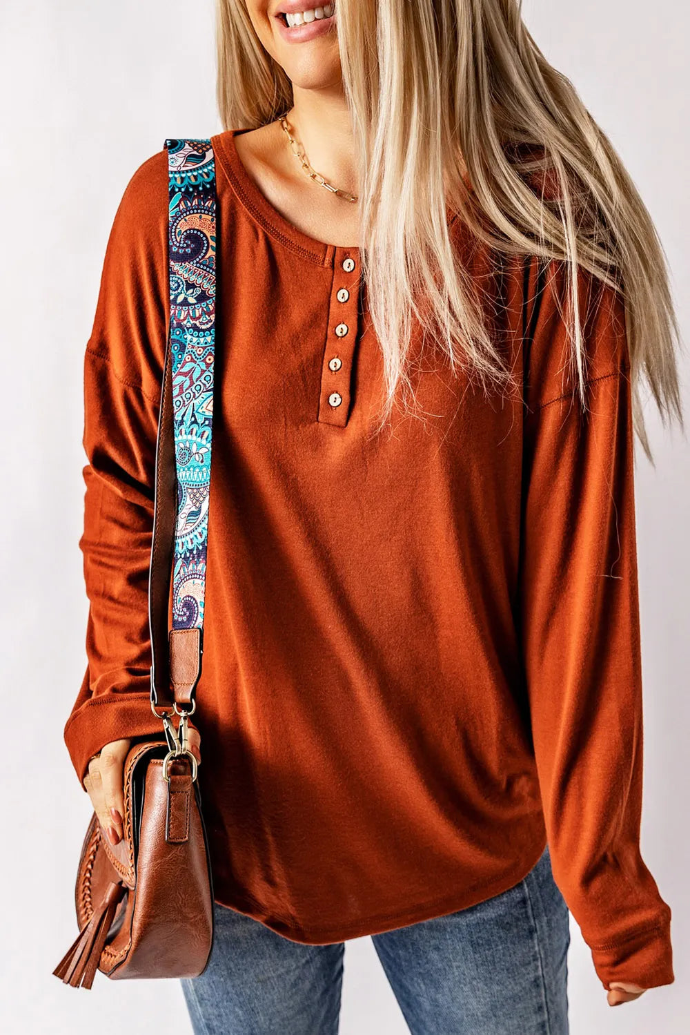 Long Sleeve Henley Top