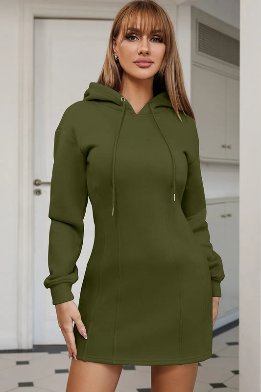 Drawstring Long Sleeve Hooded Dress