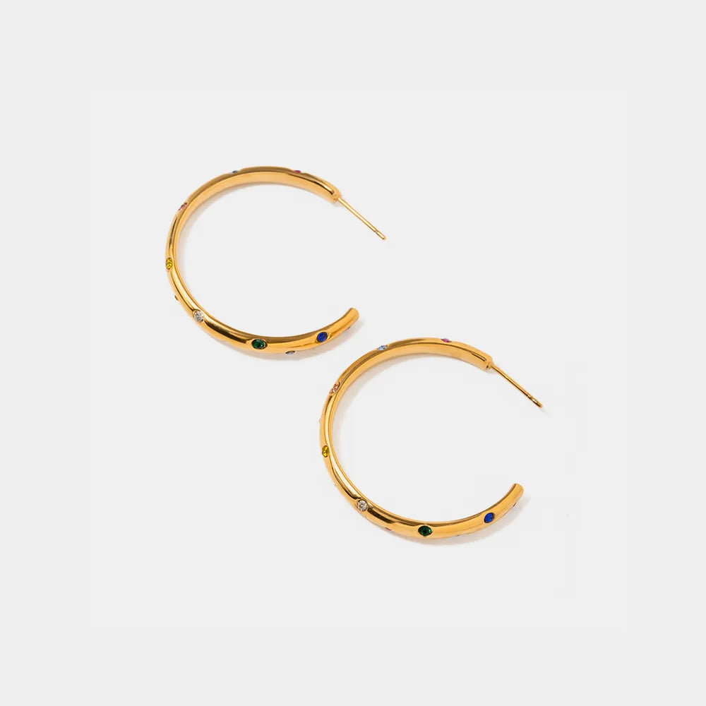 Zircon 18K Gold-Plated C-Hoop Earrings