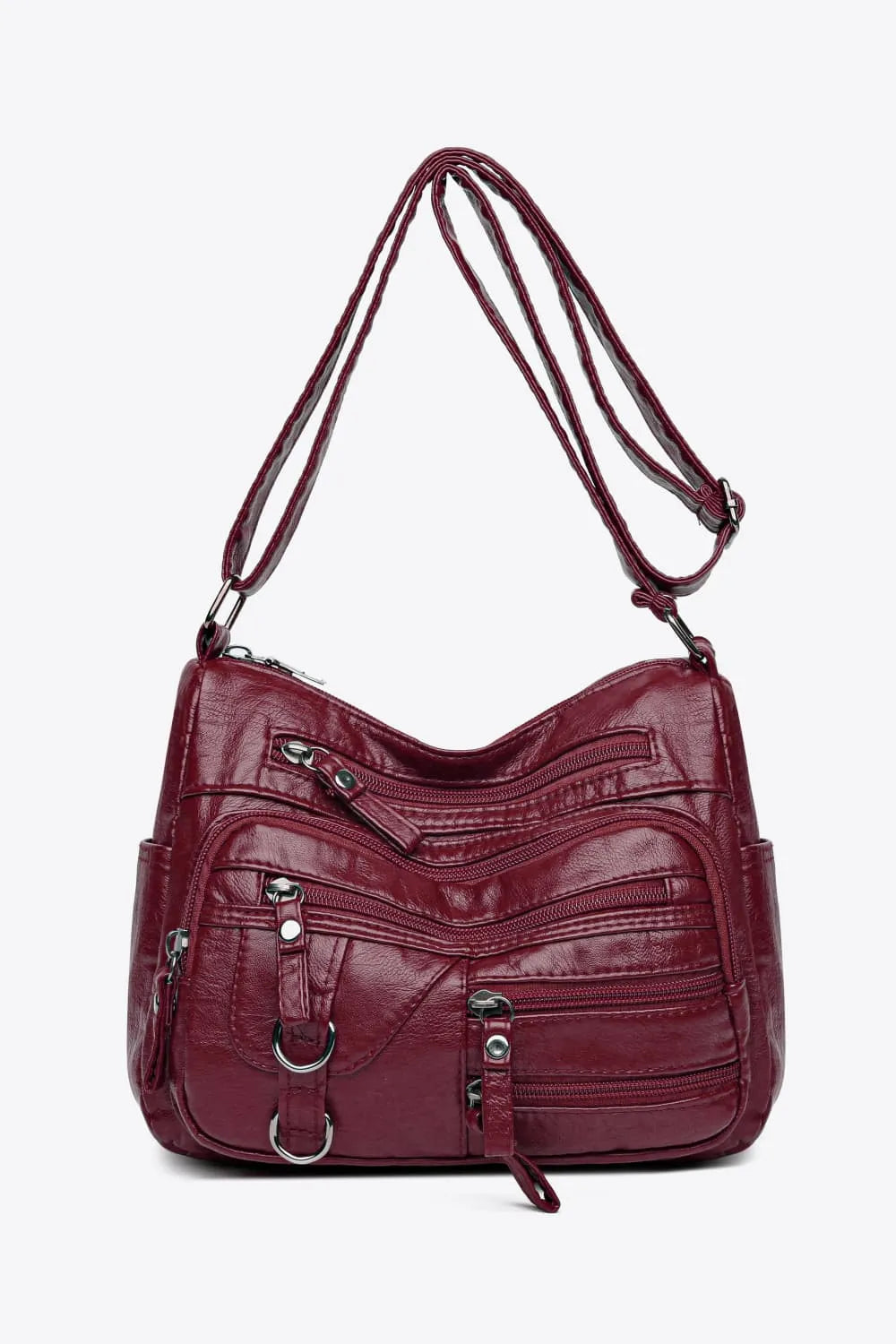 Multi-Pocket PU Leather Crossbody Bag