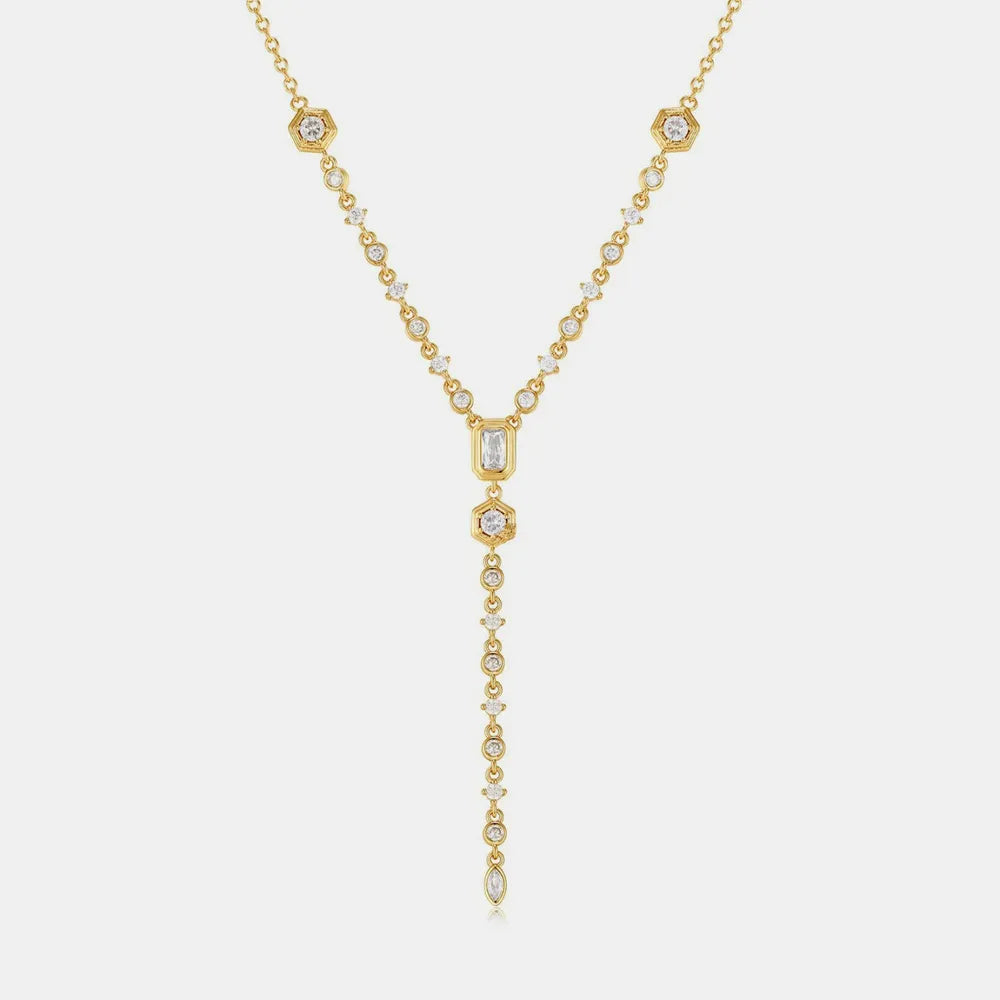 Inlaid Zircon Brass Pendant Necklace