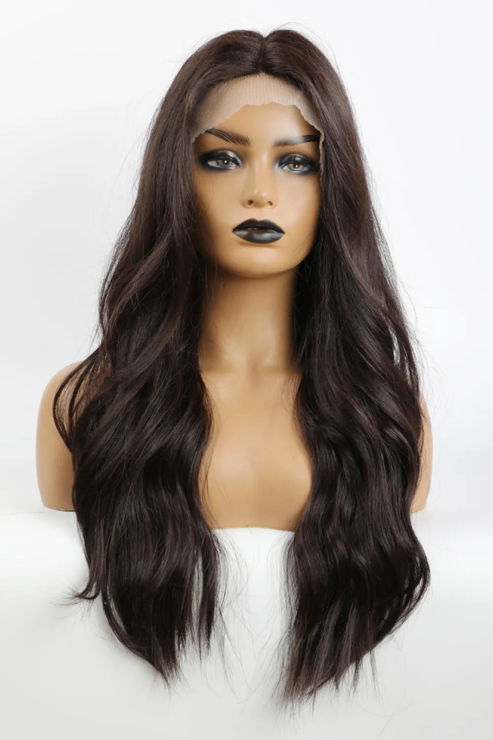 13*2" Lace Front Wigs Synthetic Long Wave 26" Heat Safe 150% Density in Brown