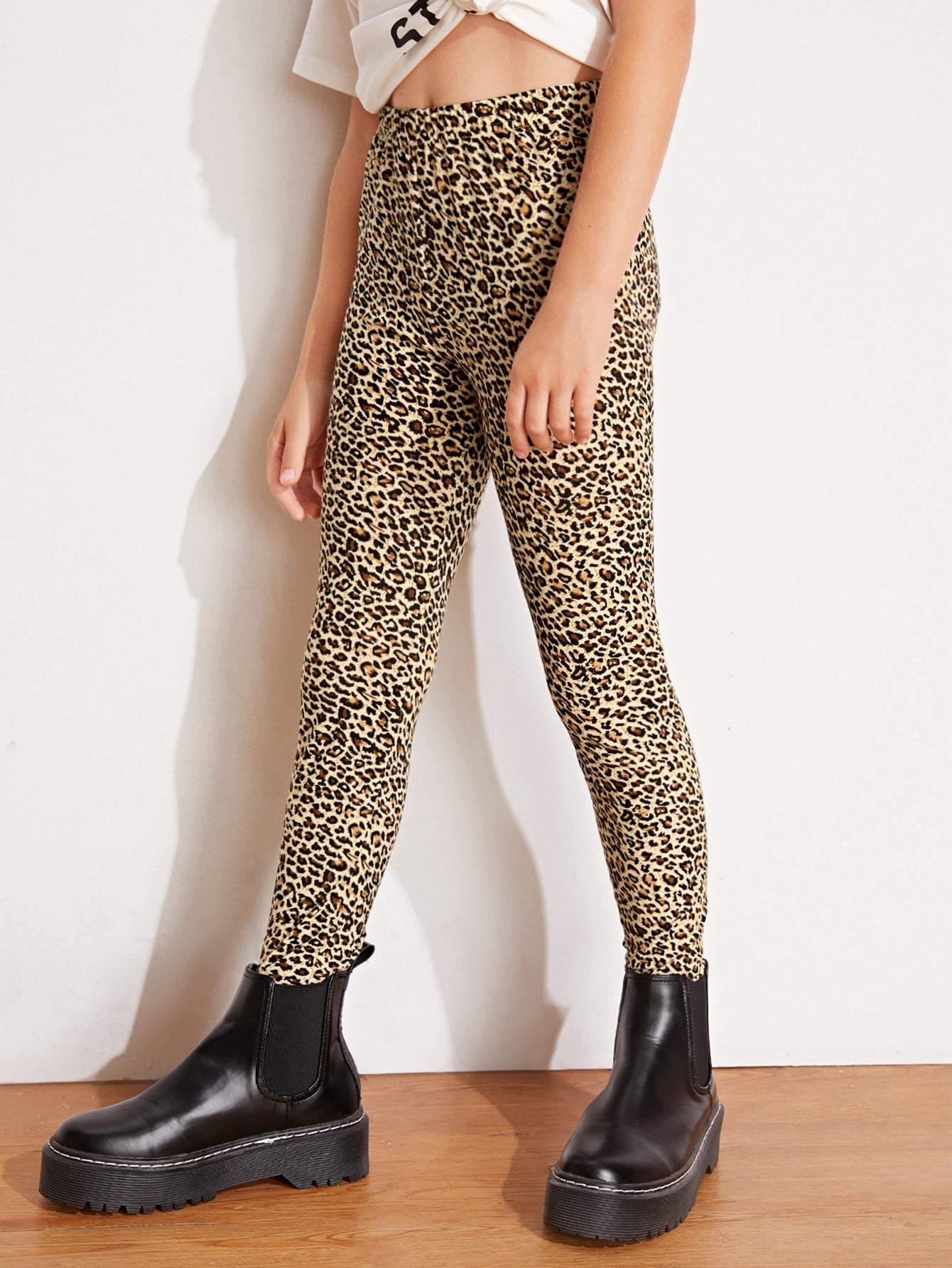 Tween Girl Elastic Waist Leopard Leggings