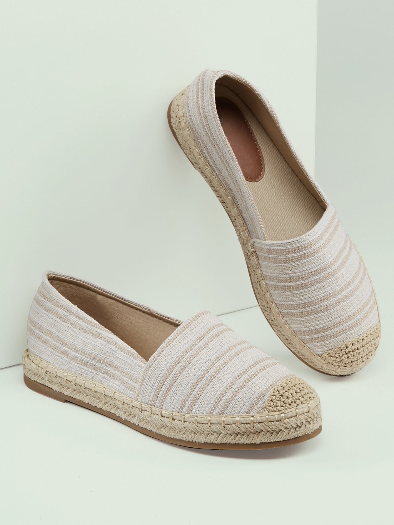 Stripe Canvas Espadrille Flats