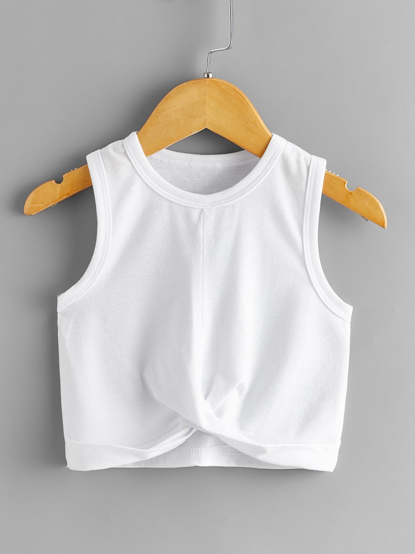 Young Girl Twist Hem Solid Tank Top