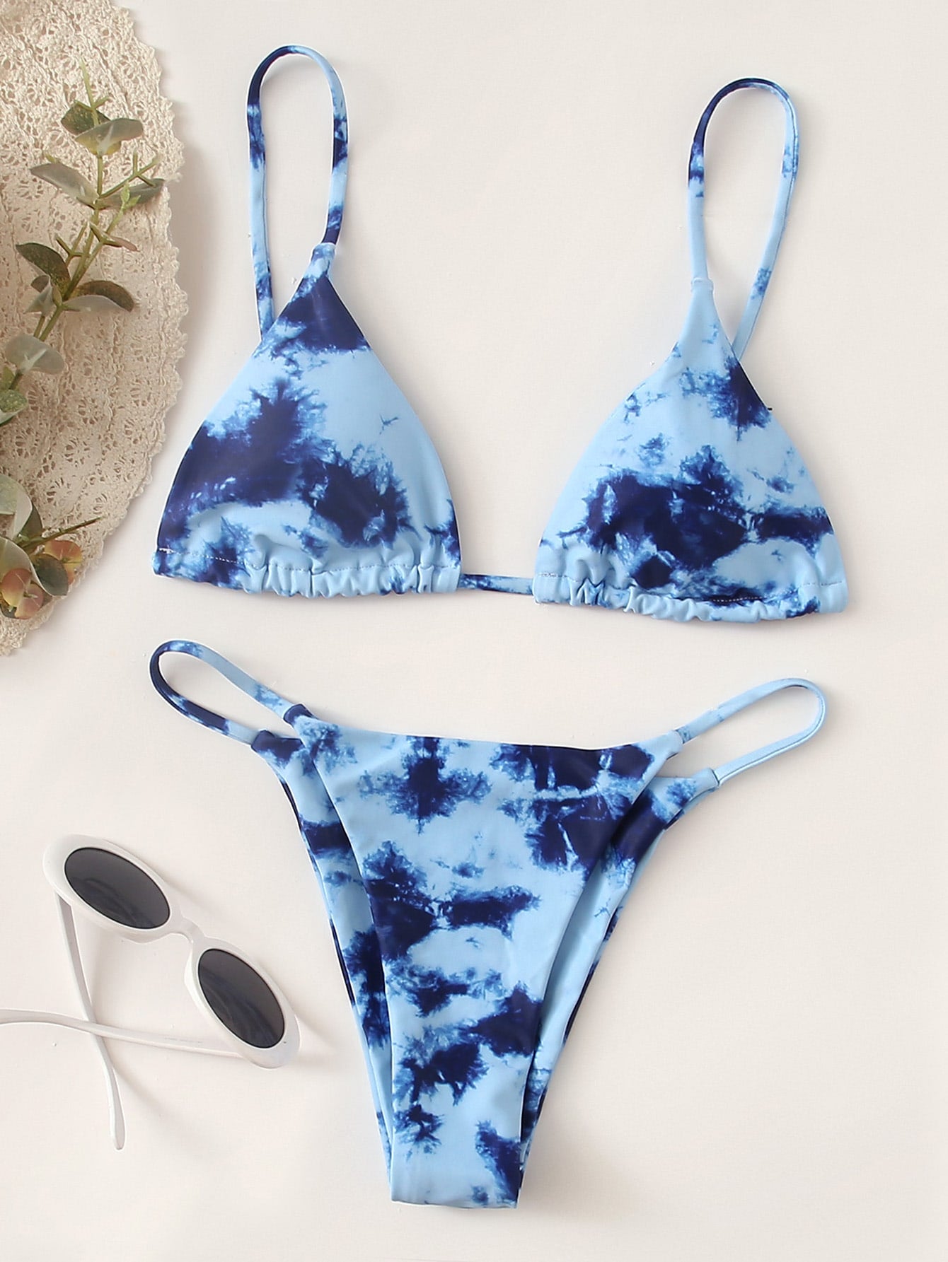 Swim Women's Summer Beach Tie-Dye Sexy Bikini Set, Random Print