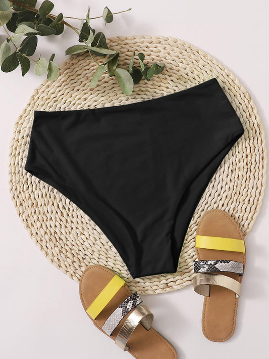 Swim Summer Beach Plain High Waisted Bikini Panty