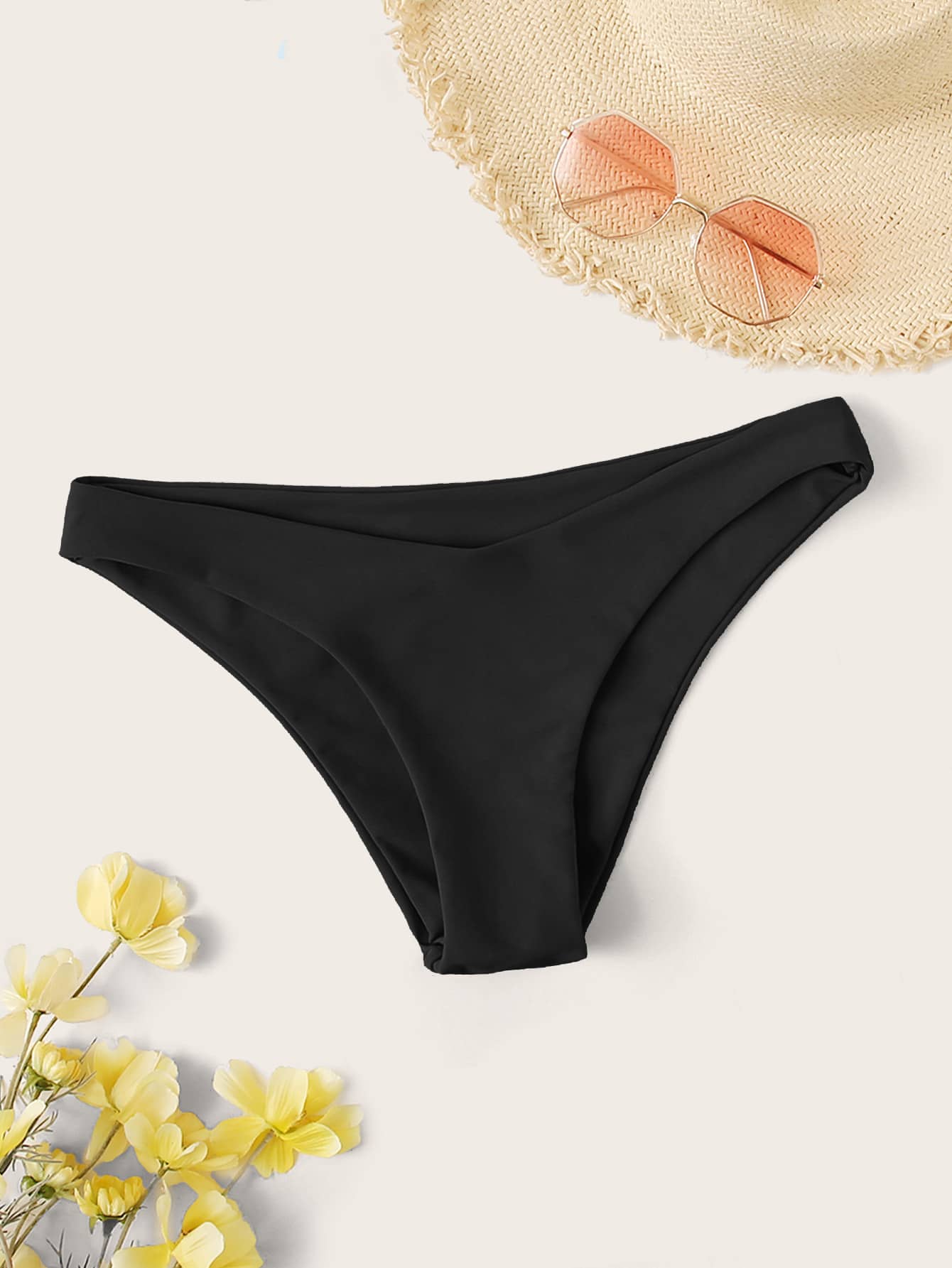 Swim Women Solid Color Bikini Bottom, Suitable For Summer Beach