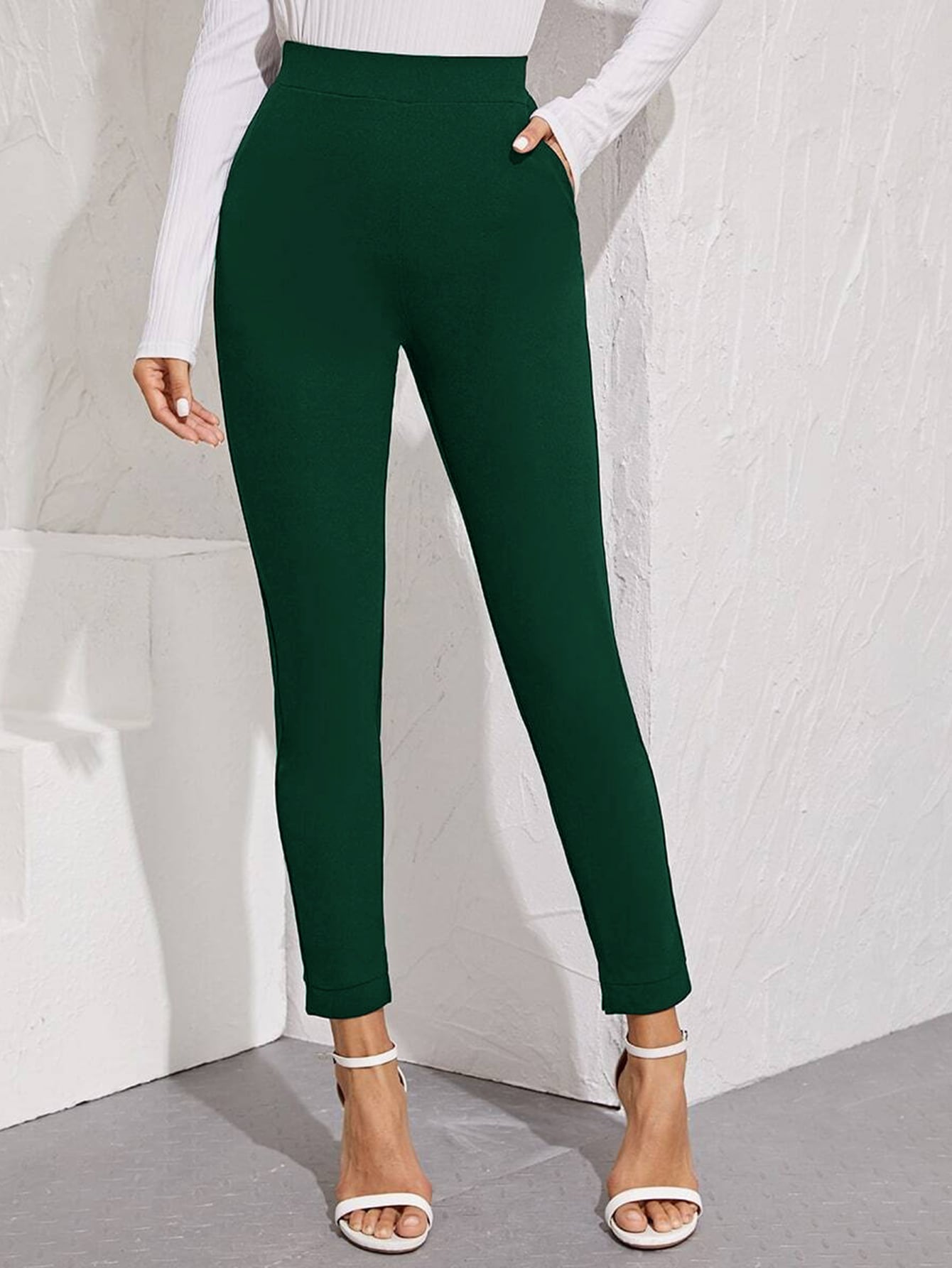 High-Rise Vented Ankle Cut Pants