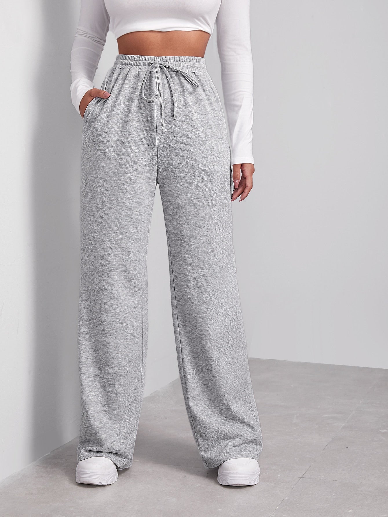 Heathered Knit Drawstring Sweatpants