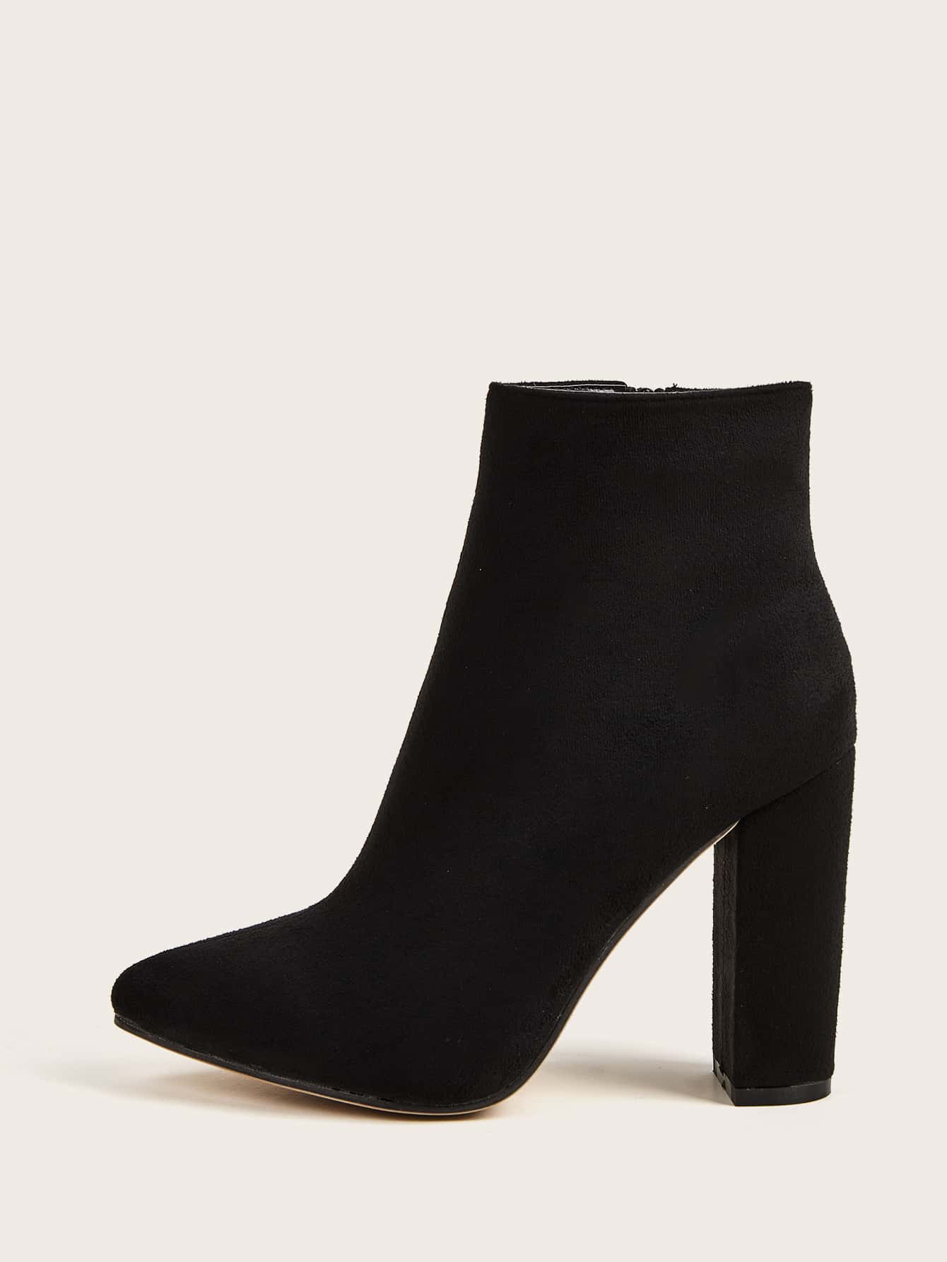 Women's Elegant Black Classic Boots, Synthetic Suede Over The Knee Dress Boots With Chunky Heel