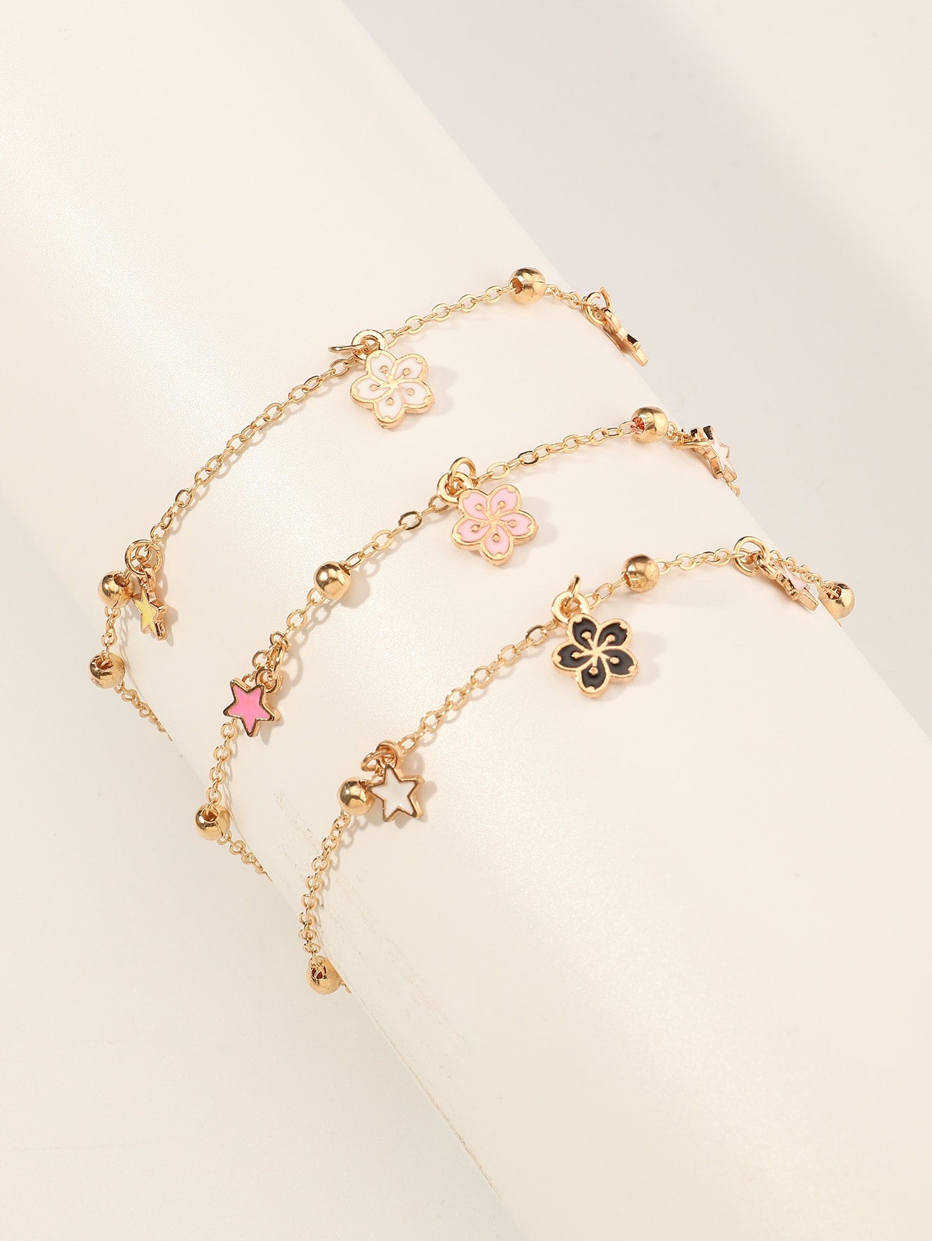 3pcs Toddler Girls Flower Charm Bracelet