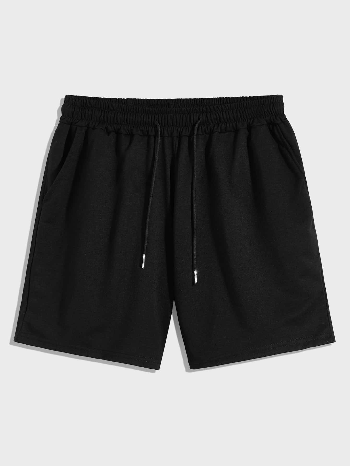 Loose Fit Men's Drawstring Solid Color Shorts