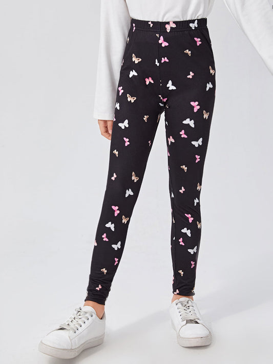 Tween Girl Butterfly Print Leggings