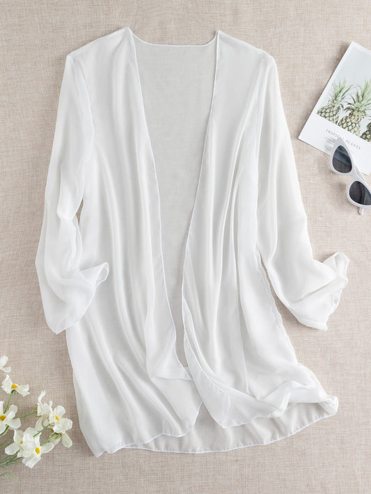 Swim Summer Beach Sheer Chiffon Open Front Kimono