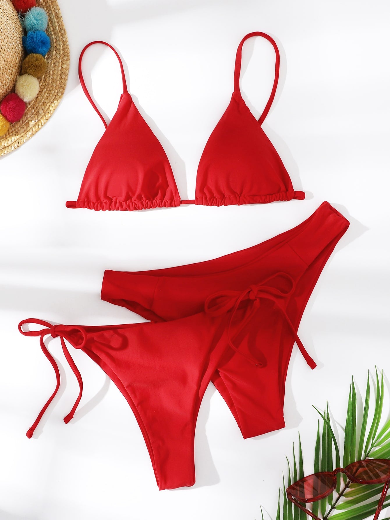 Swim Summer Beach 3packs Triangle Tie Side Bikini Set