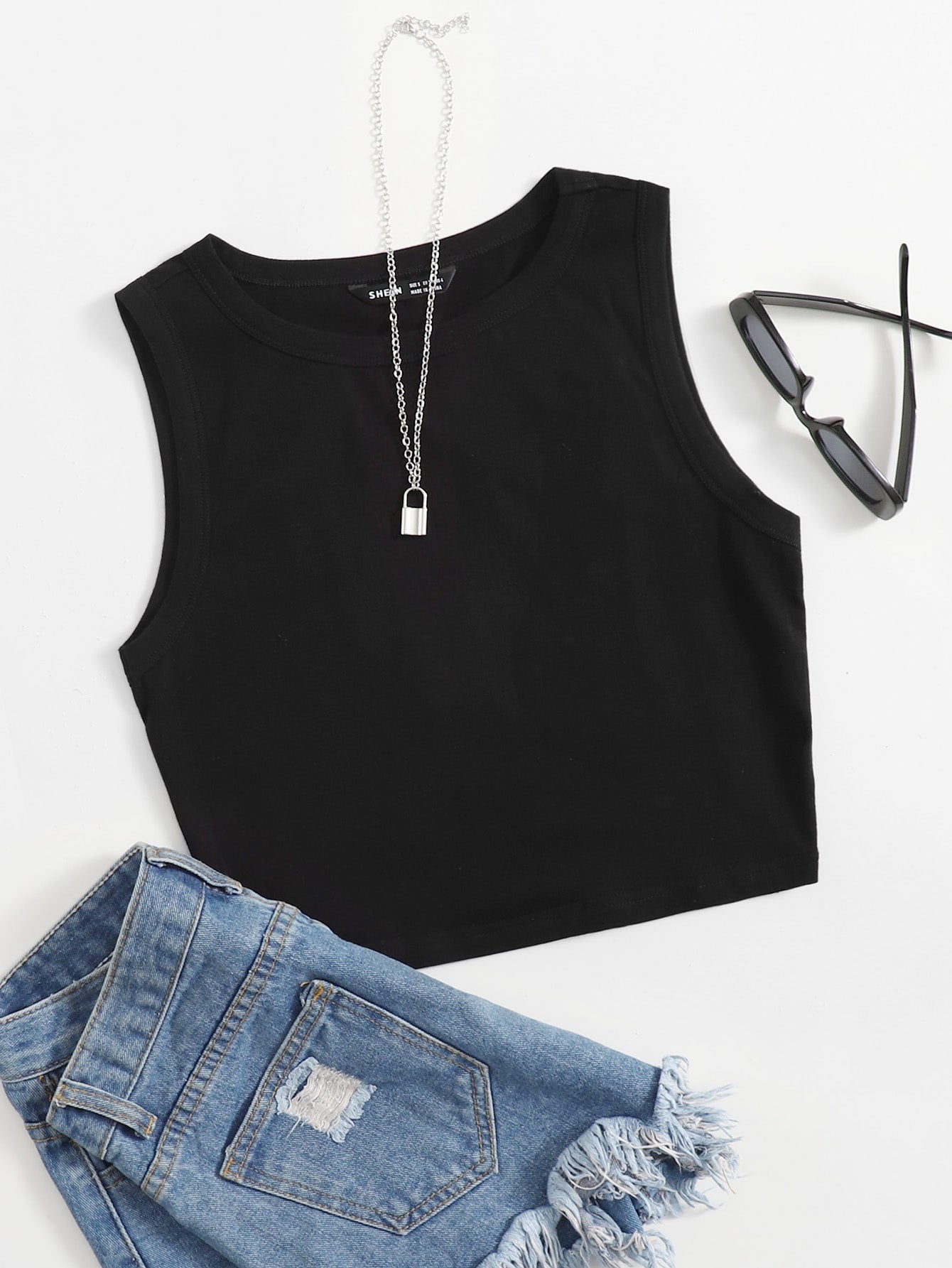 Summer  Outfits Solid Crop Tank Top