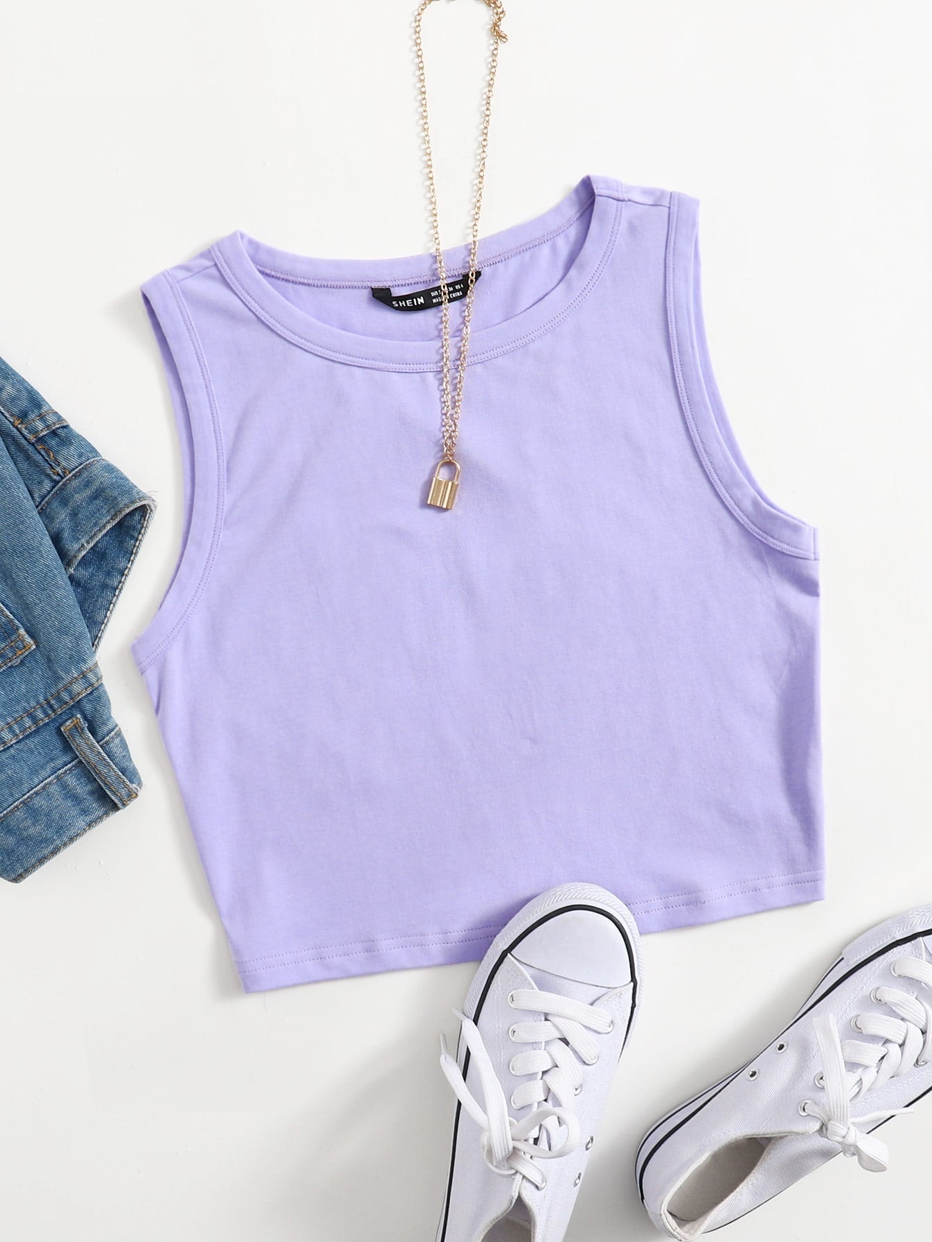 Summer  Outfits Solid Crop Tank Top