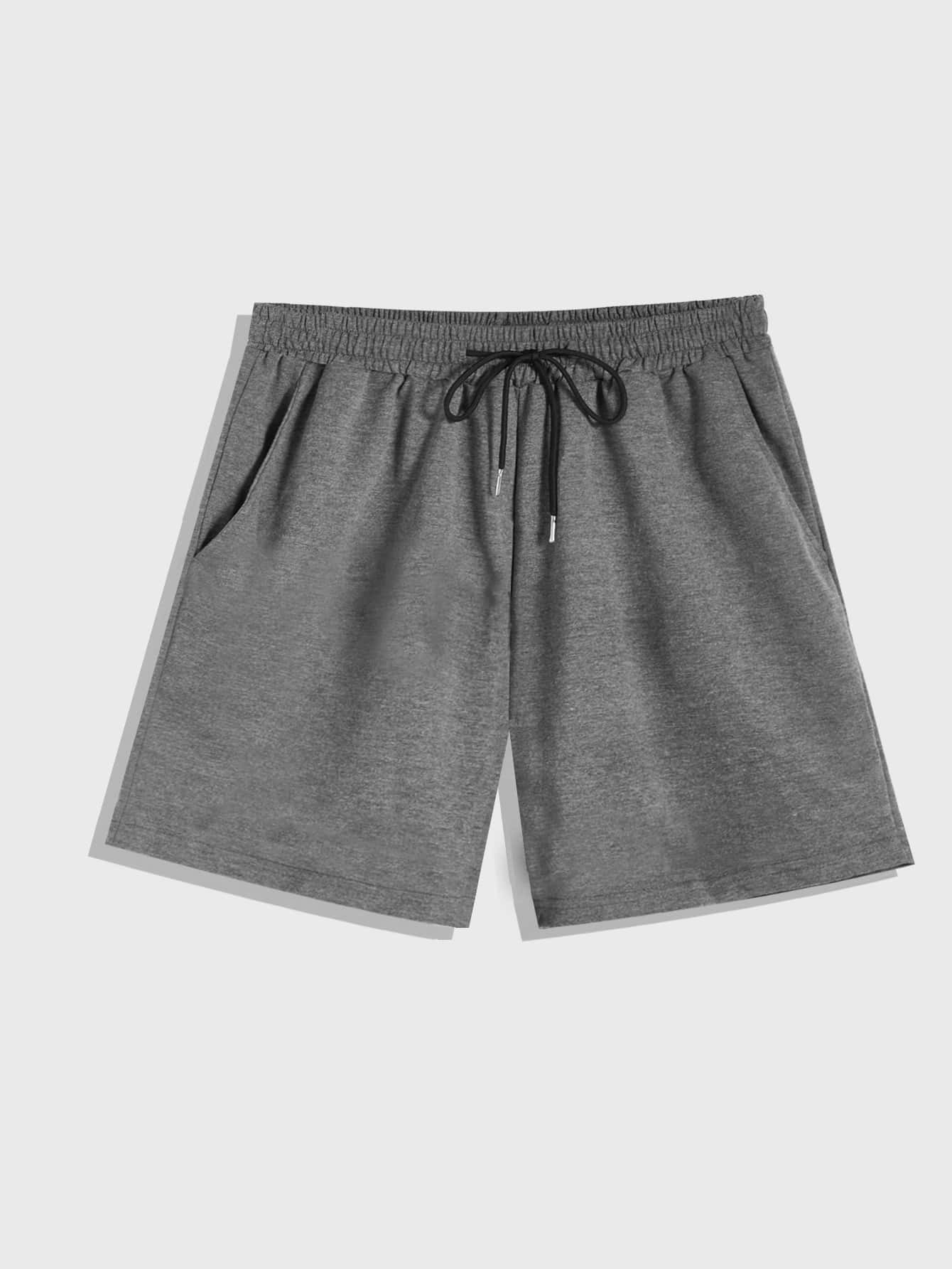 Loose Fit Men's Drawstring Solid Color Shorts