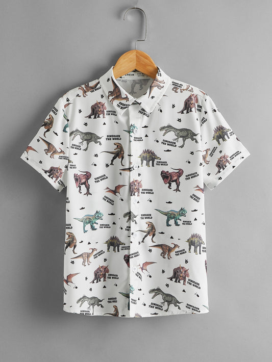 Tween Boy Dinosaur & Letter Graphic Shirt