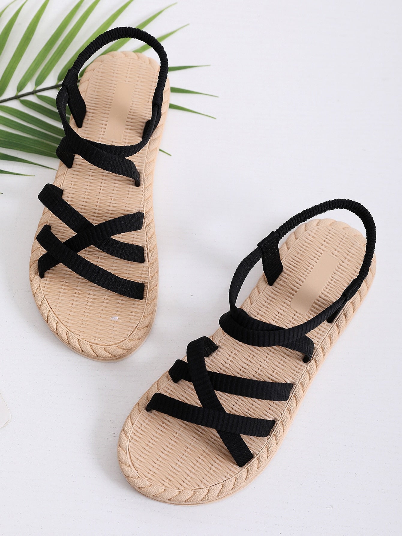 Minimalist Outdoors Flat Shoes for Women, Criss Cross Fabric Open Toe Slingback Sandals