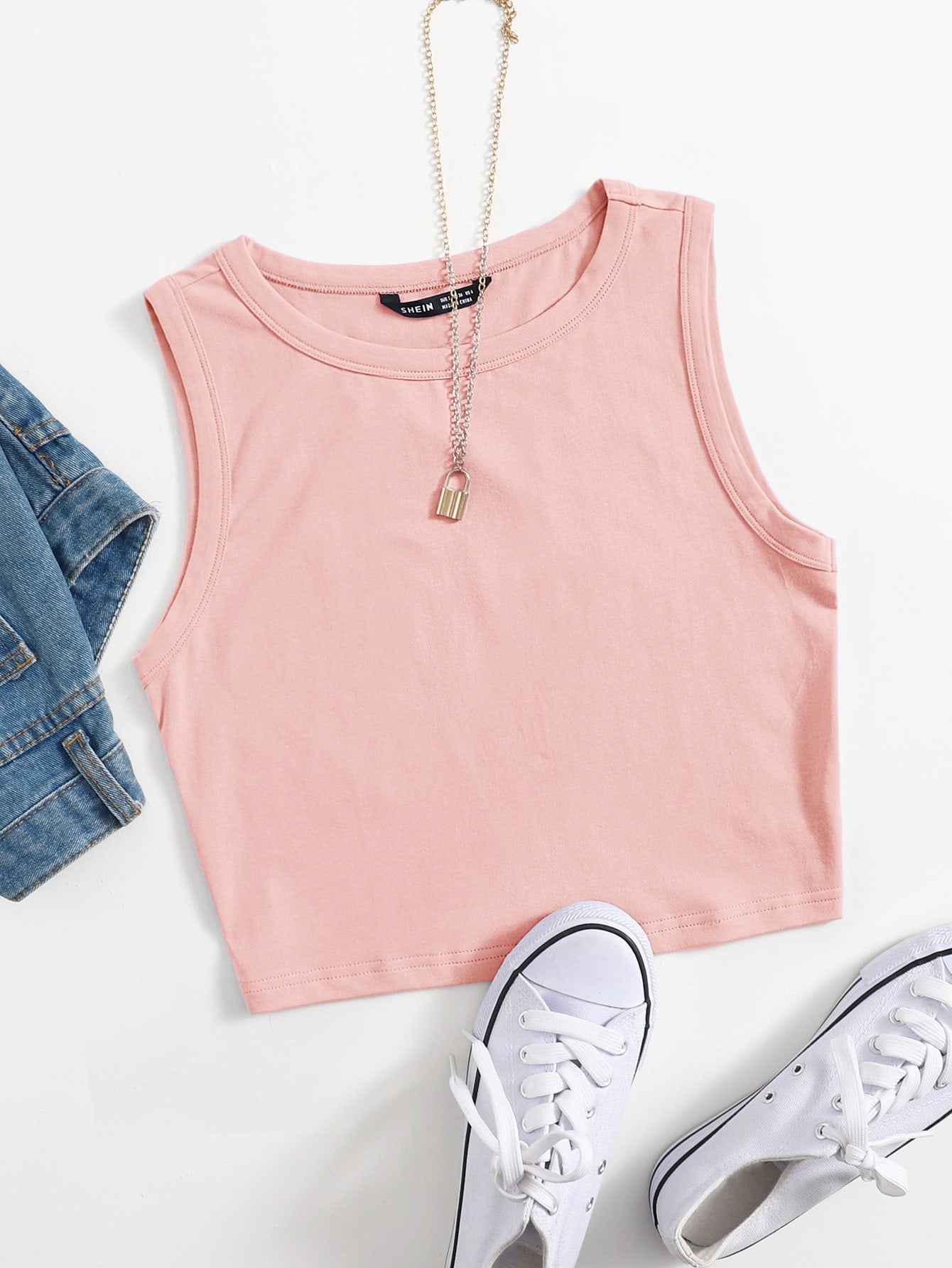 Summer  Outfits Solid Crop Tank Top