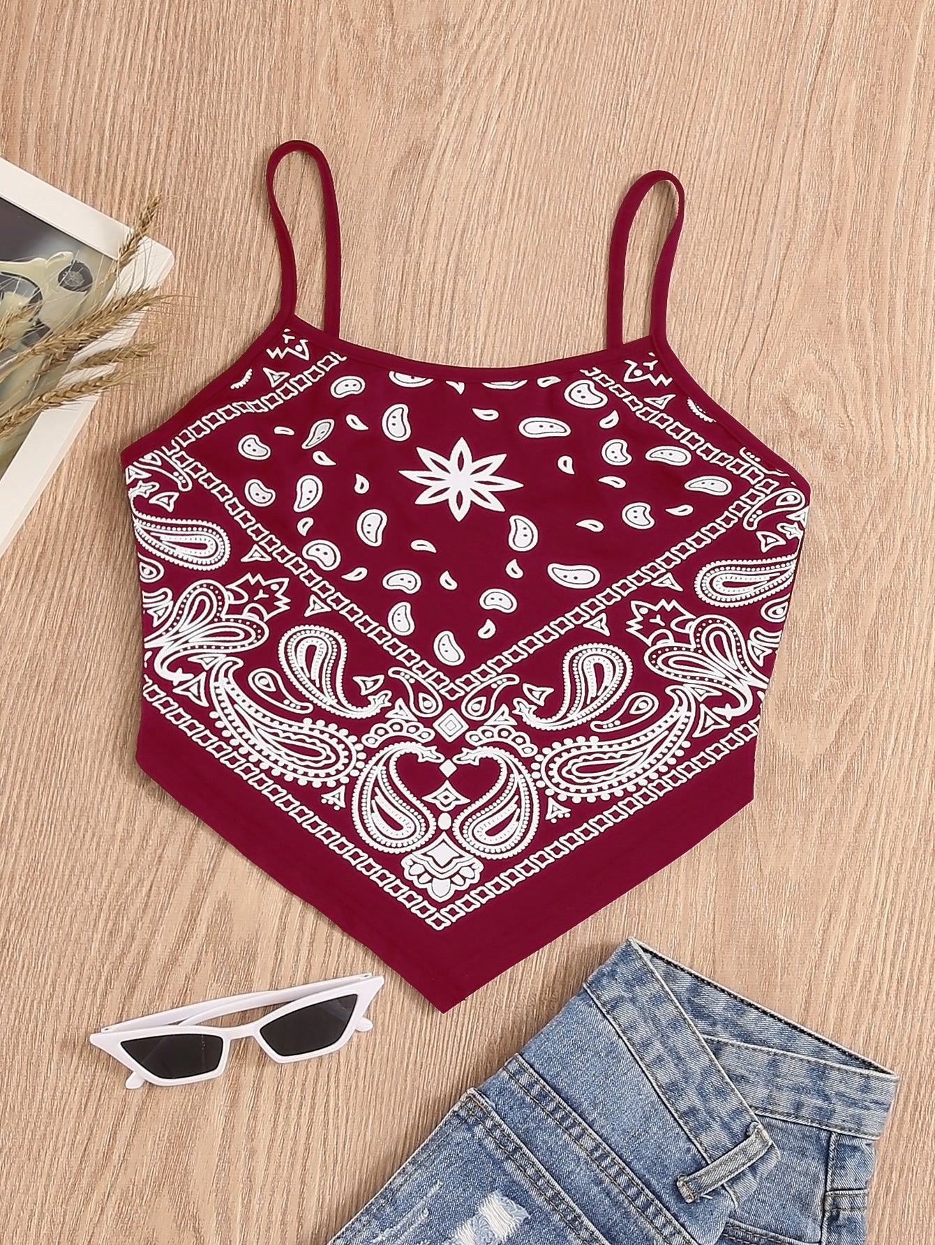 Paisley Print Hanky Hem Cami Top