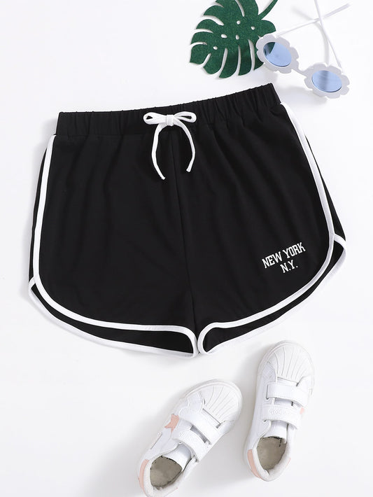 Teen Girls Letter Graphic Track Shorts