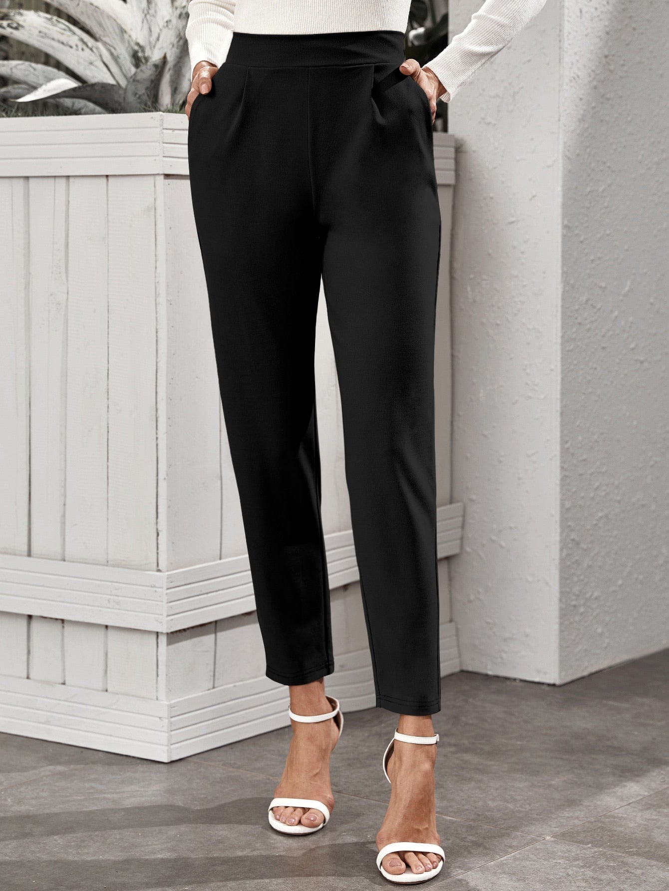 Frenchy High-Rise Slant Pocket Tapered Pants