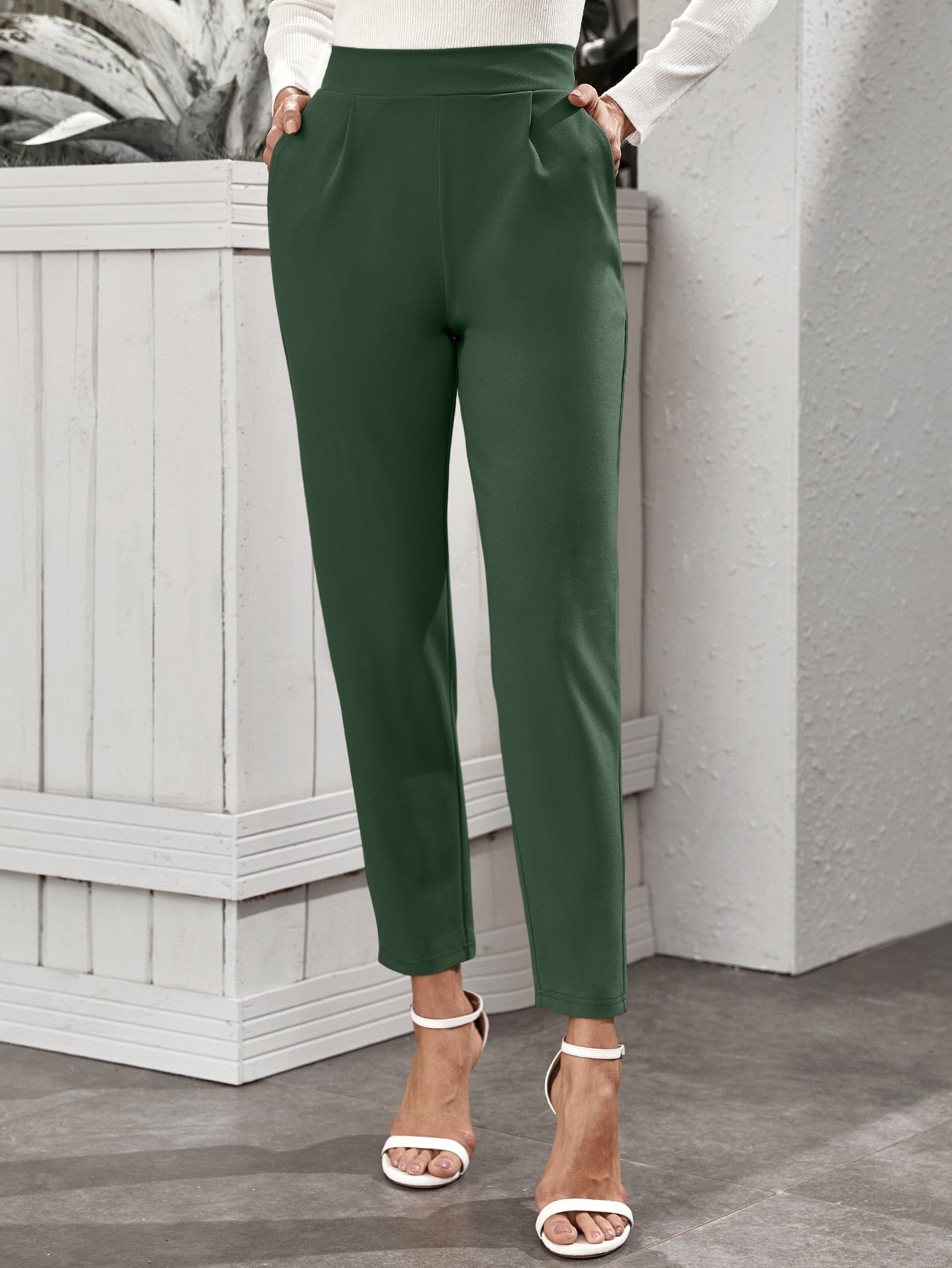 Frenchy High-Rise Slant Pocket Tapered Pants