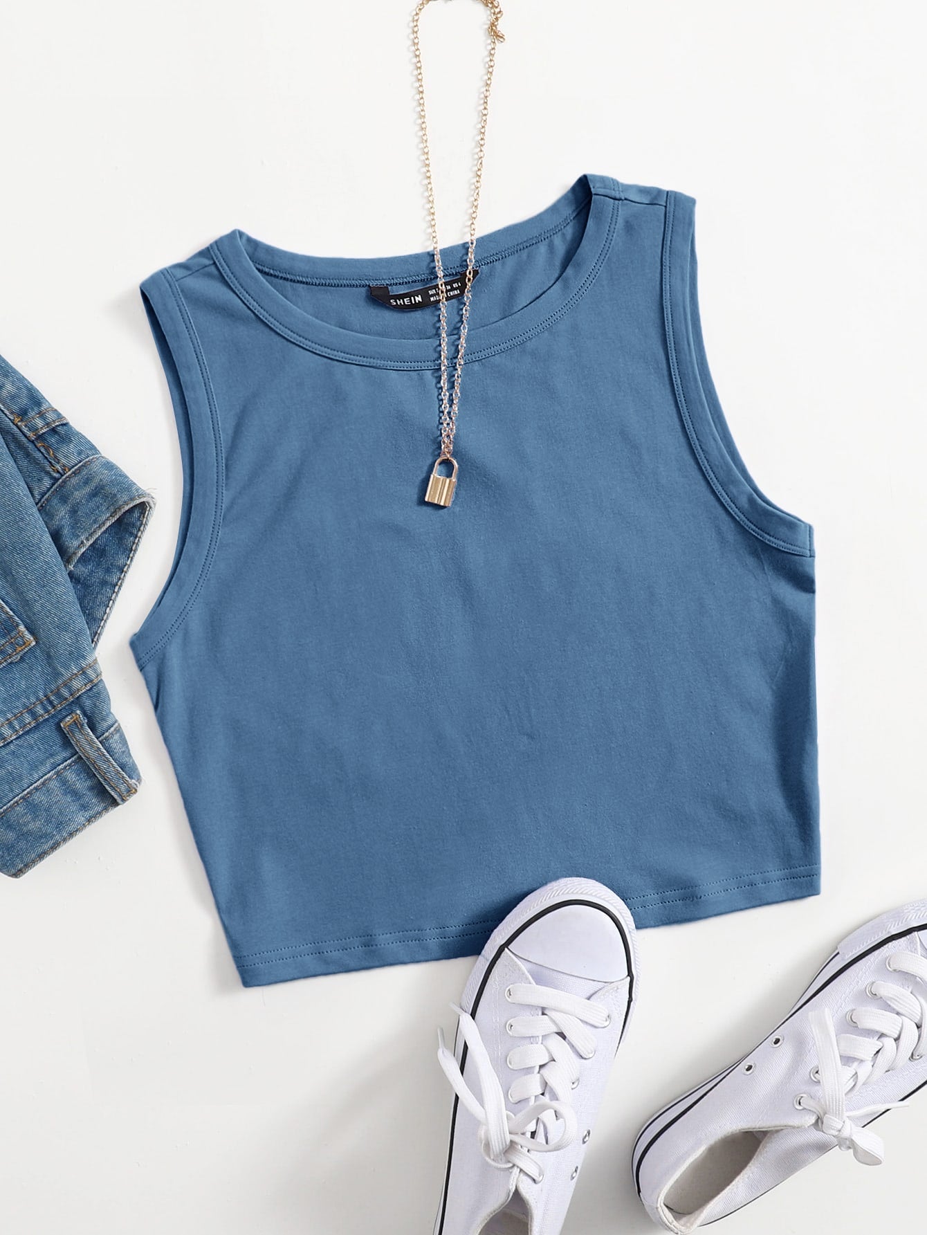 Summer  Outfits Solid Crop Tank Top