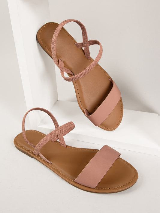 Faux Leather Buckled Slingback Sandals