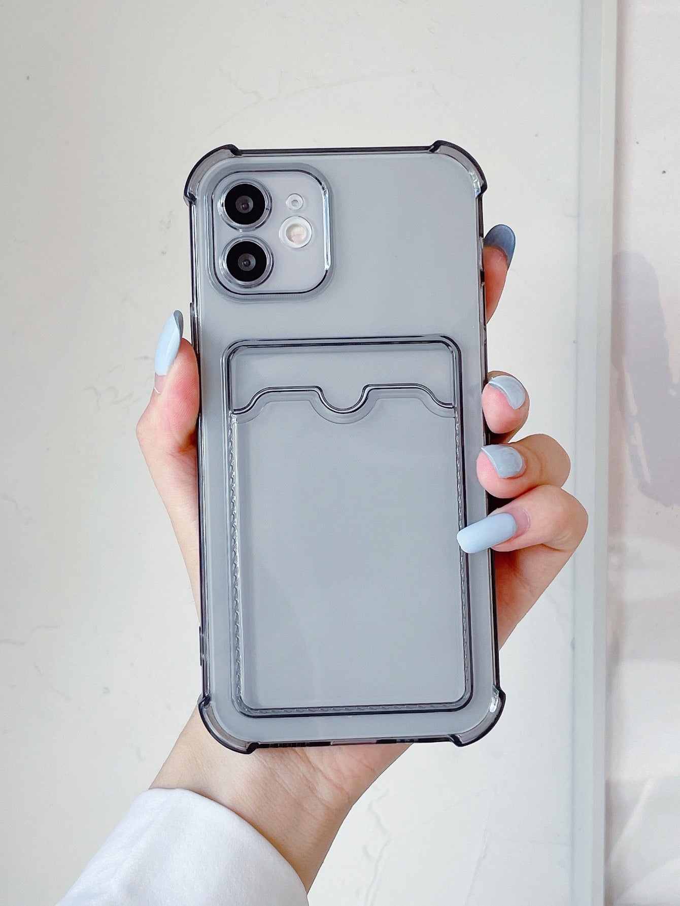 Pink Clear Card Slot Phone Case