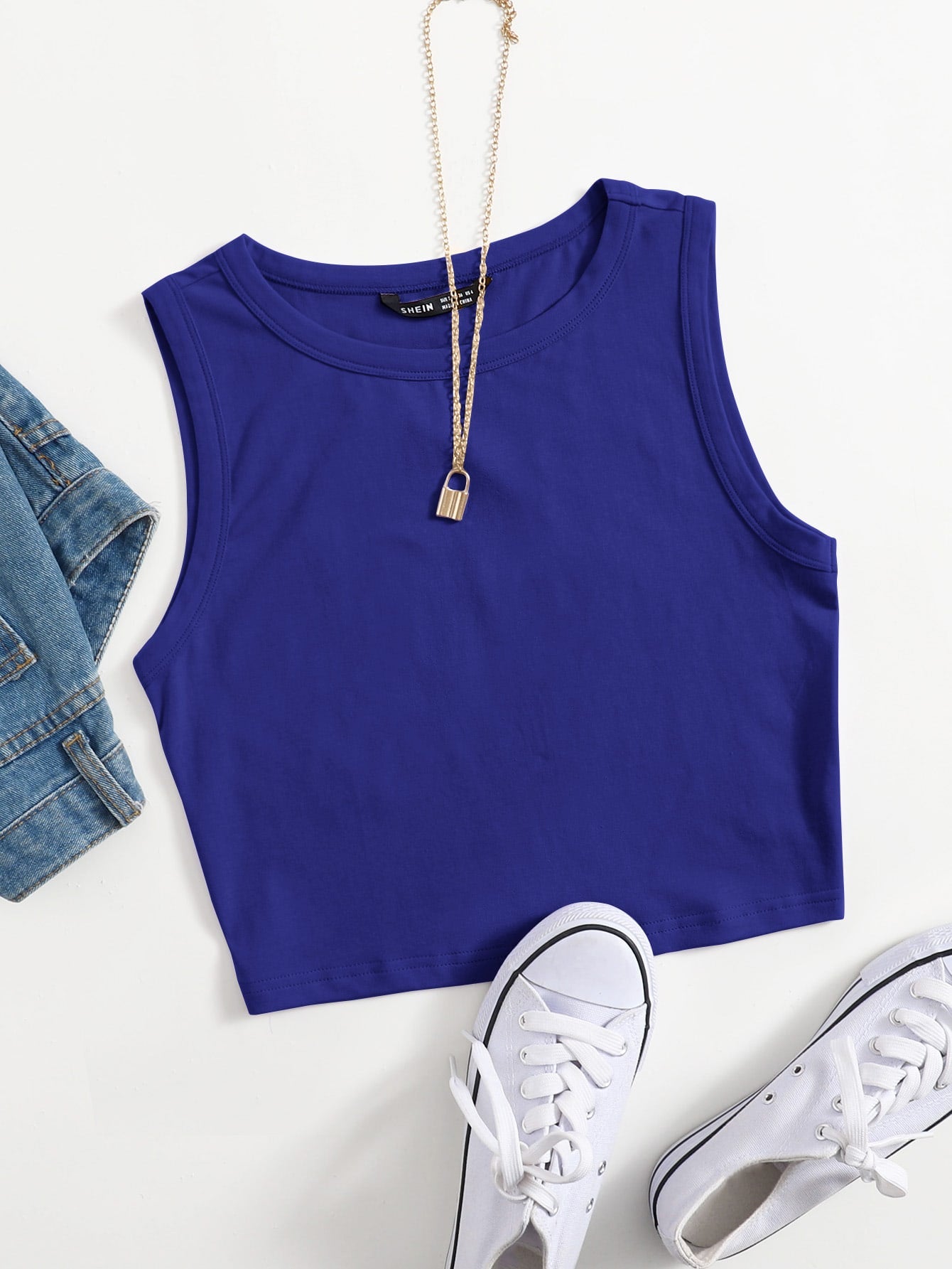 Summer  Outfits Solid Crop Tank Top