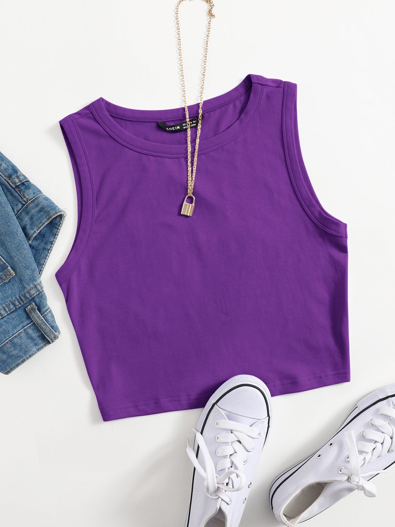 Summer  Outfits Solid Crop Tank Top