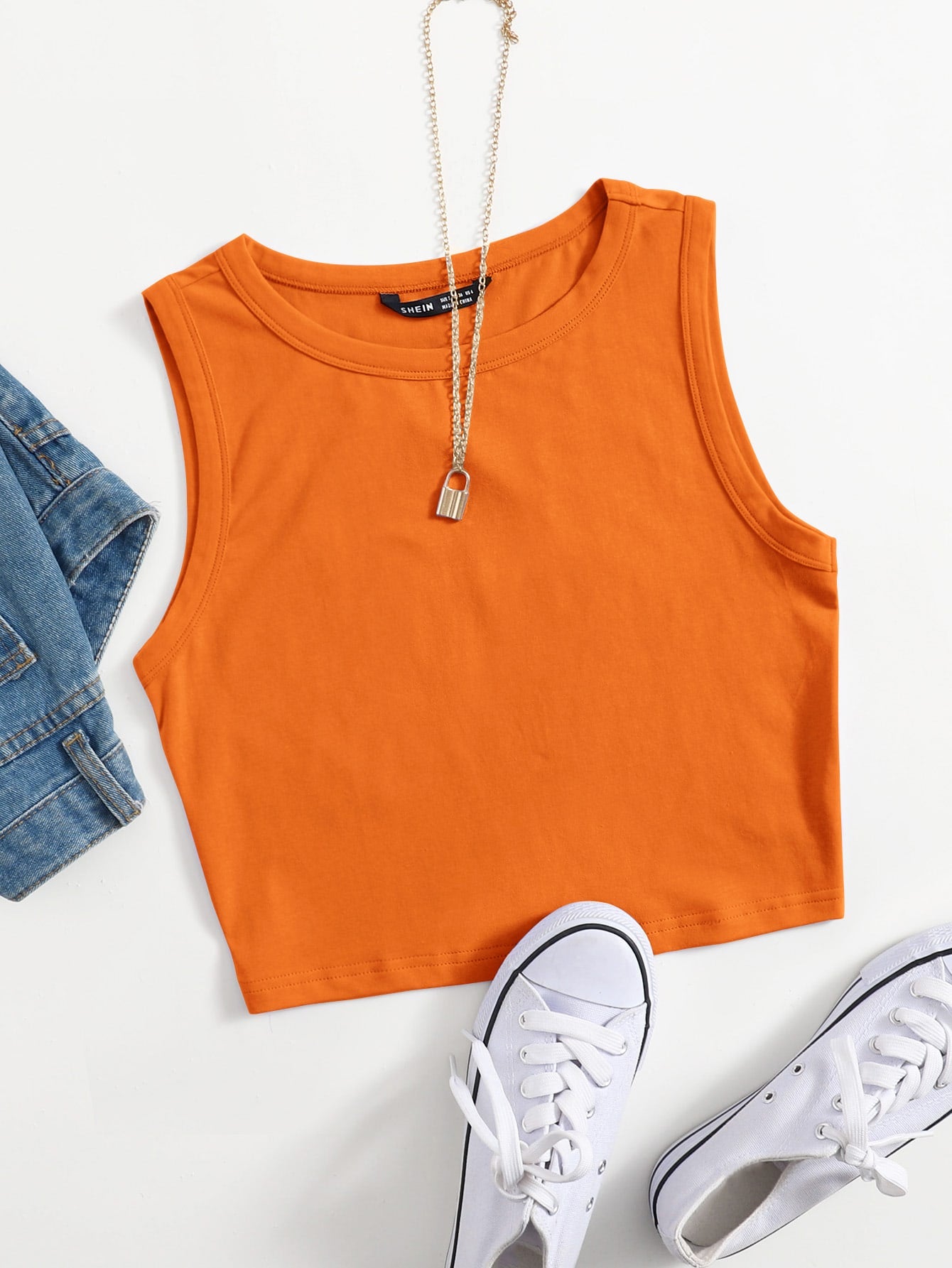 Summer  Outfits Solid Crop Tank Top