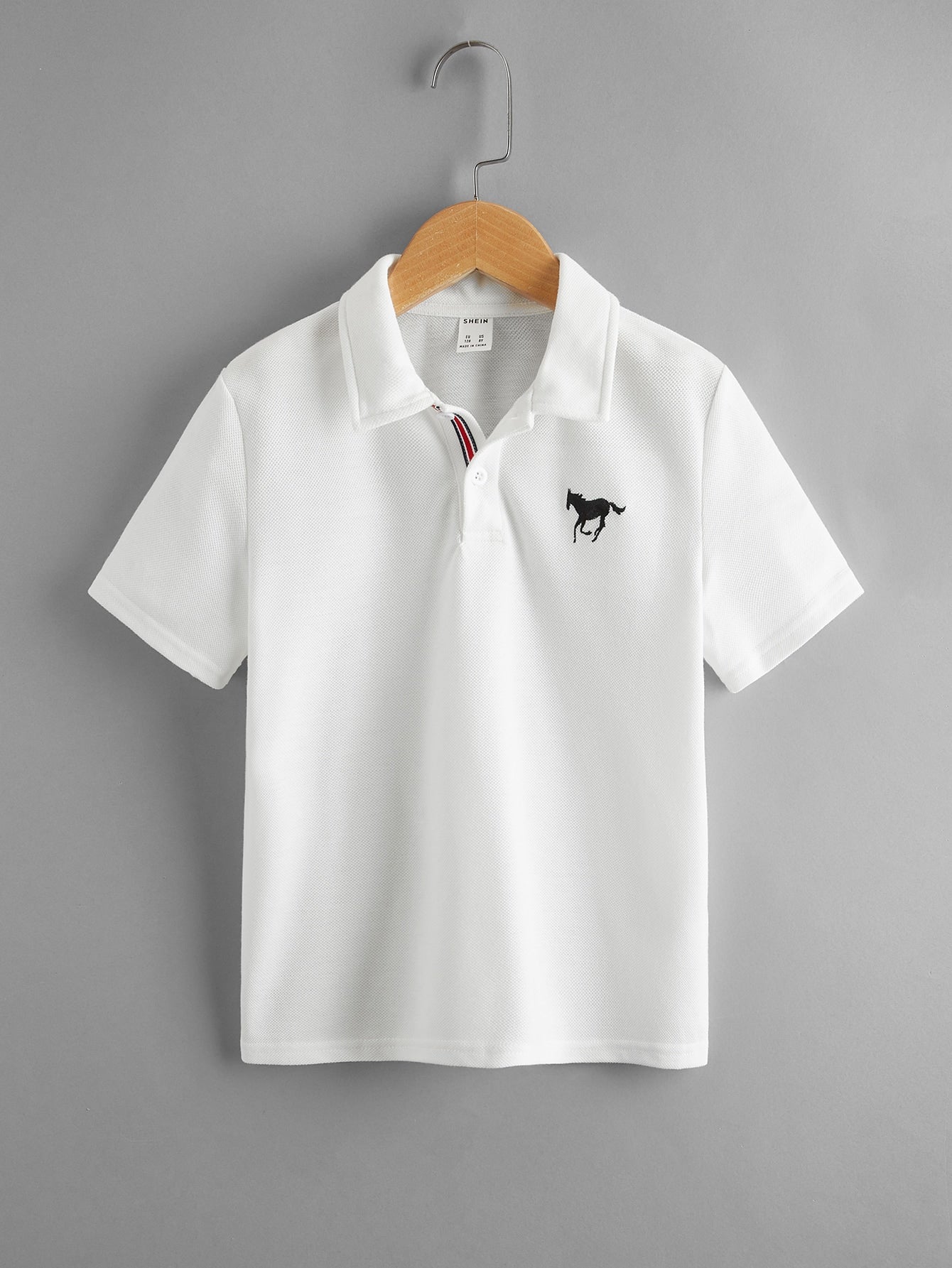 Tween Boy Casual Comfortable Polo Shirt With Horse Embroidery