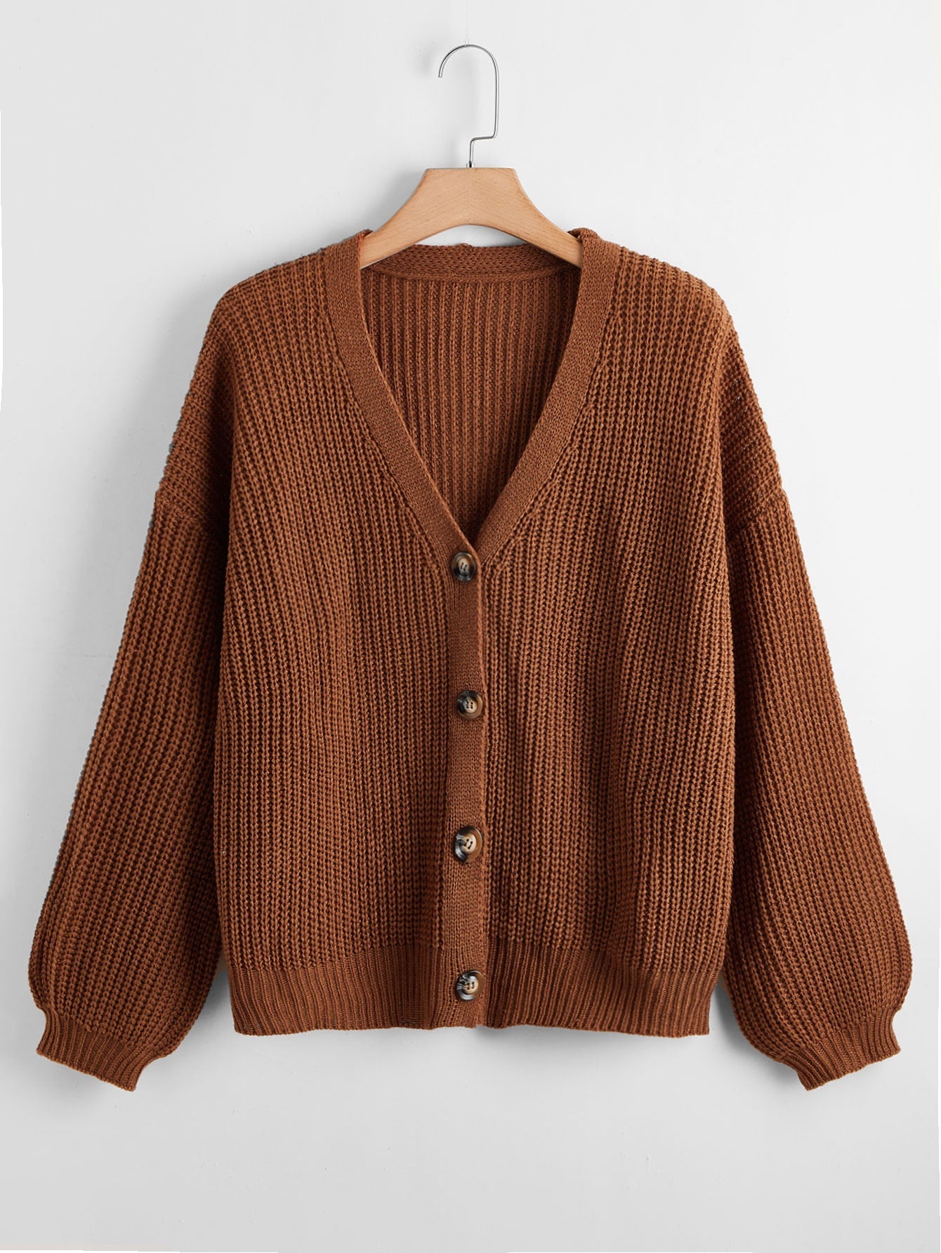 Plus Button Front Drop Shoulder Cardigan