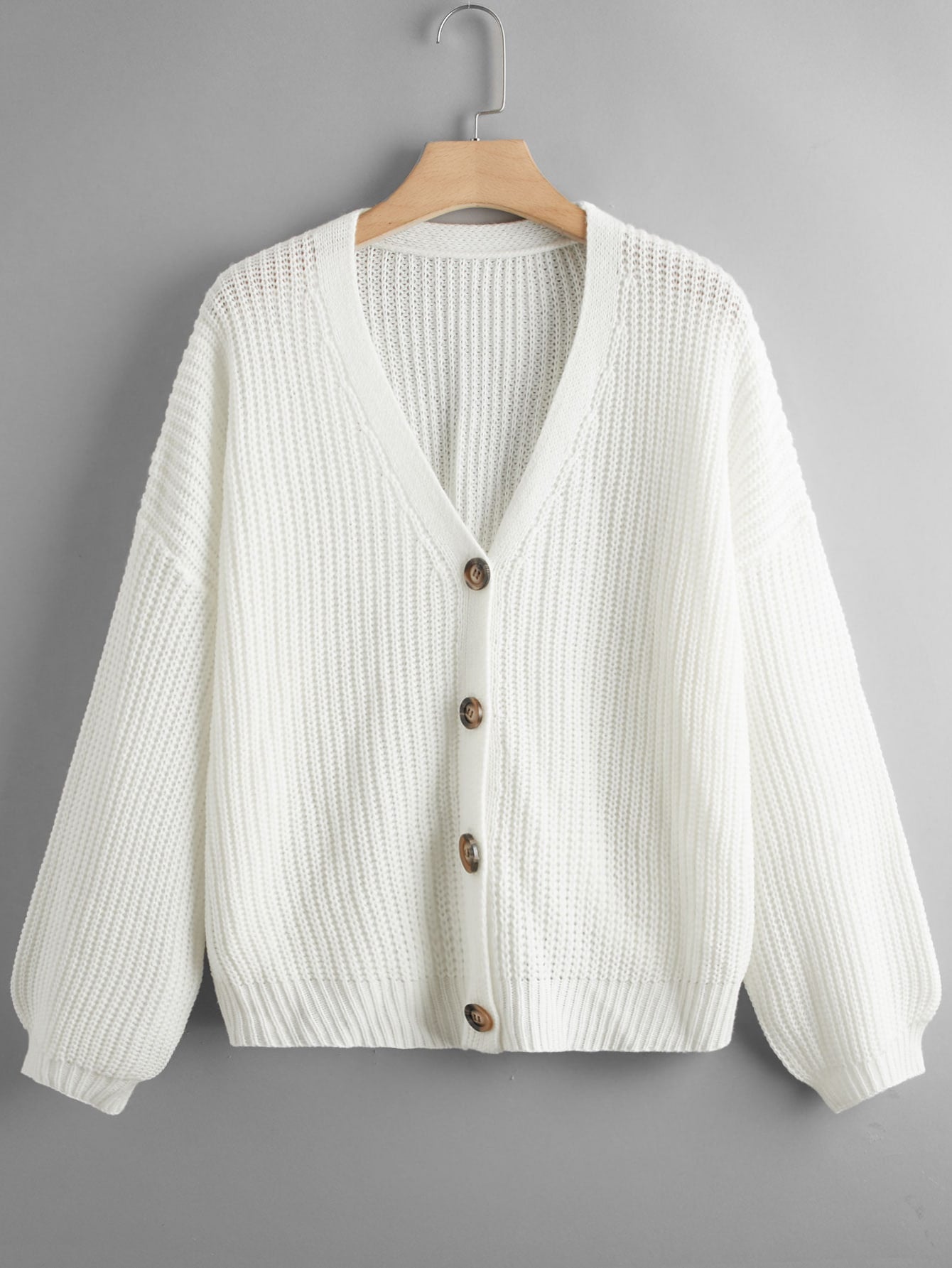 Plus Button Front Drop Shoulder Cardigan