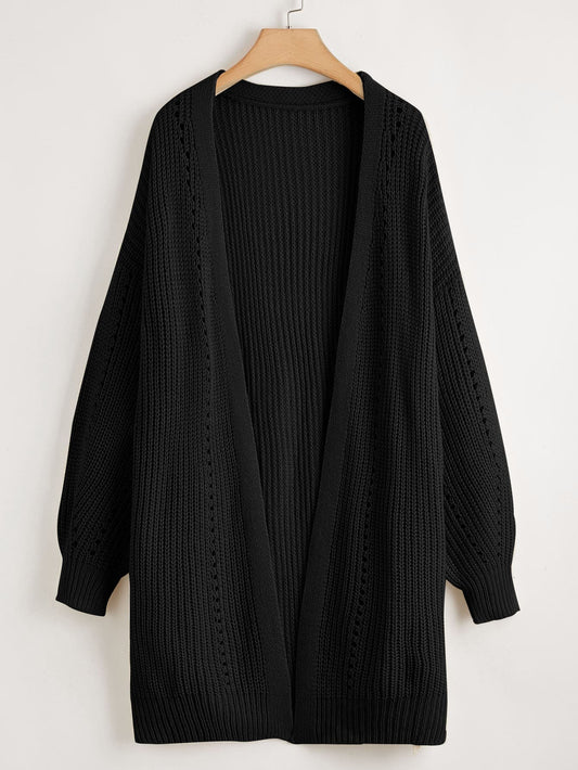 Plus Ribbed Knit Drop Shoulder Cardigan