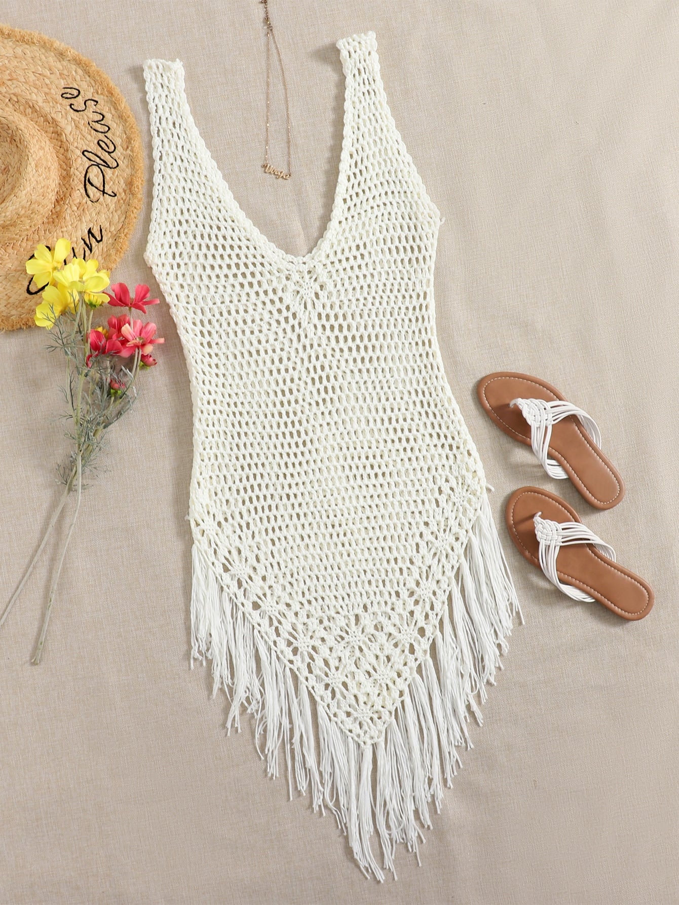 Swim Fringe Hem Crochet Cover Up