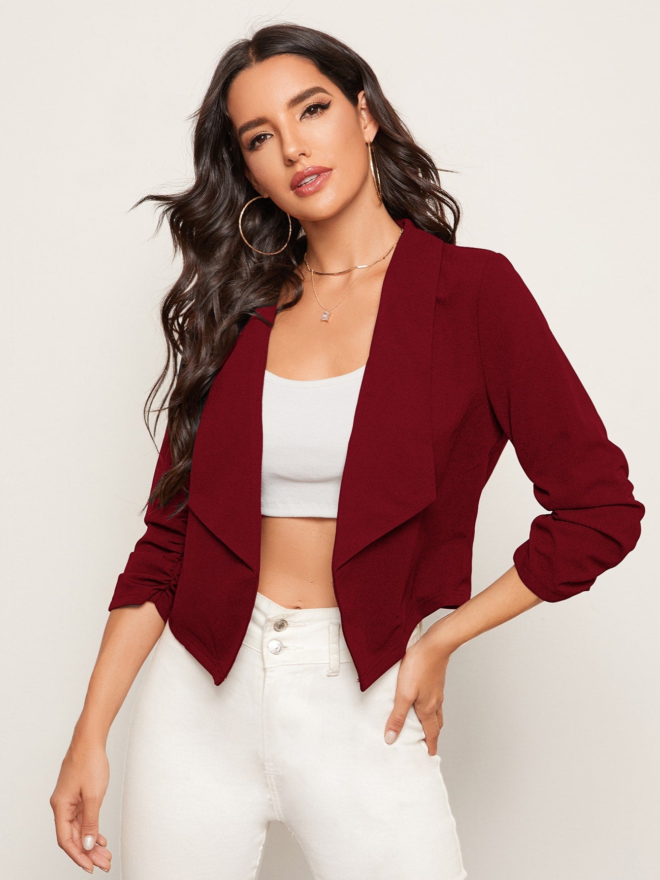 Shawl Collar Open Front Blazer