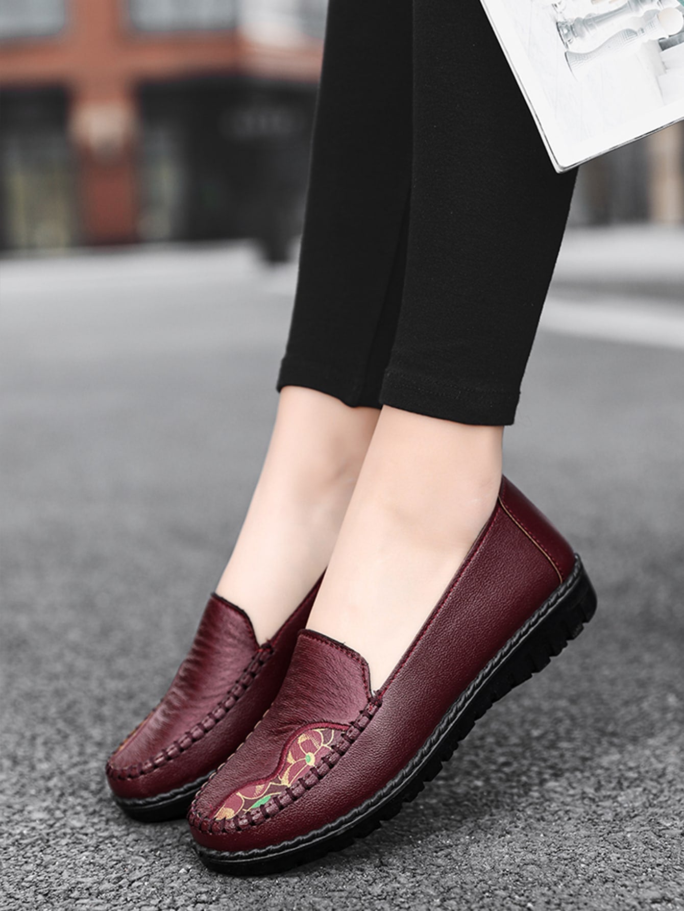 Women's Spring & Autumn Waterproof Pu Leather Upper Comfortable Shoes With Fashionable Vamp