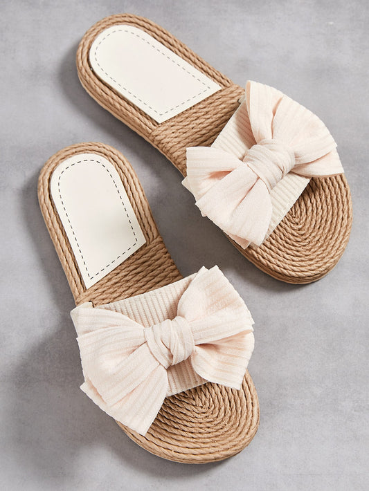 Bow Decor Espadrille Slides