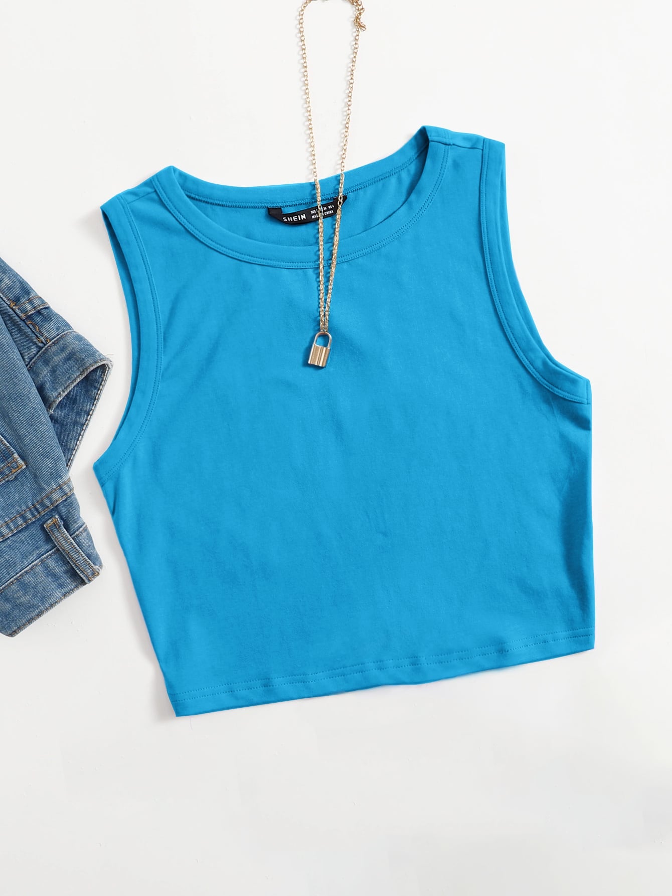 Summer  Outfits Solid Crop Tank Top