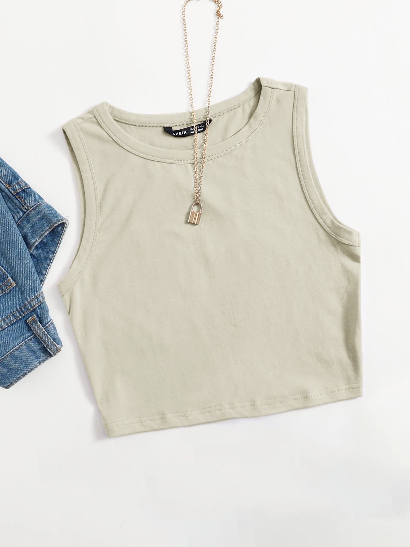 Summer  Outfits Solid Crop Tank Top